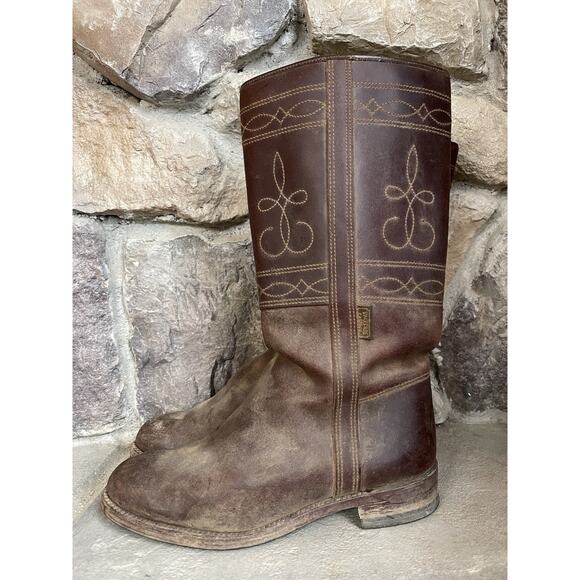 VTG Valverde Del Camino Spanish Riding Boots 40 Brown Leather Tall Equestrian - Picture 1 of 14